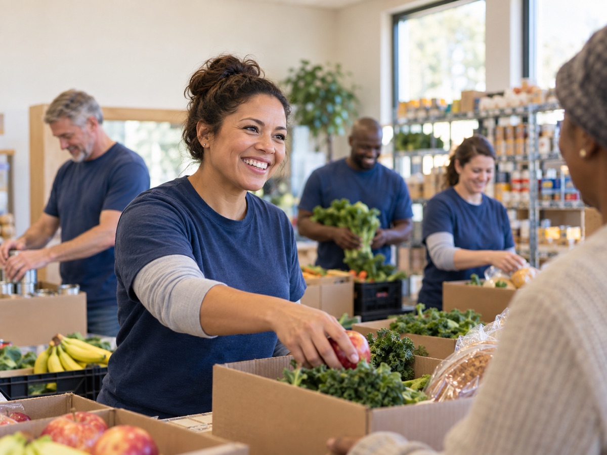 Volunteers serving at the Faithful Church food pantry